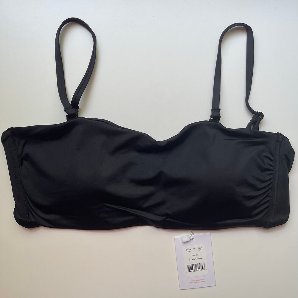 Andie Swim The Bora Bora Convertible Bandeau Swimsuit Bikini Top XL Black NWT